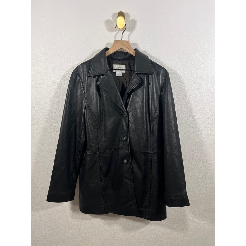 Jacqueline Ferrar Black Genuine Lambskin Leather Jacket Large